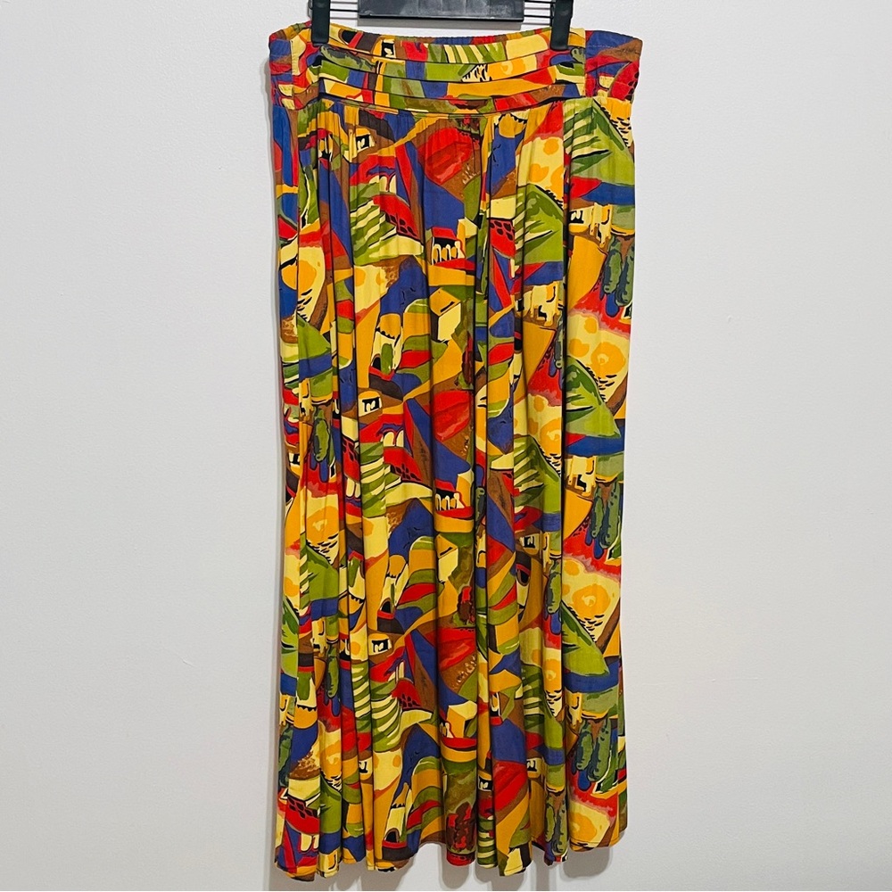 Laura Kieffer 2pc Maxi Skirt Set Sz 10 Wearable Art Multicolor Vintage - Picture 4 of 10